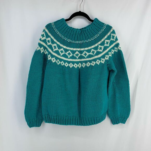 Handmade Women's Fair Isle Knitted Nordic Sweater Medium - Picture 1 of 10